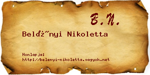 Belényi Nikoletta névjegykártya