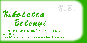 nikoletta belenyi business card